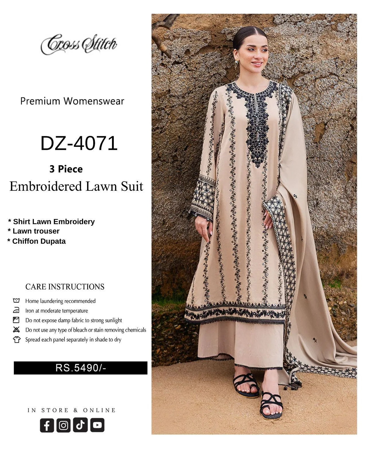 Cross StitchEmbroidered Lawn Suit 2026 | Summer Hit Collection