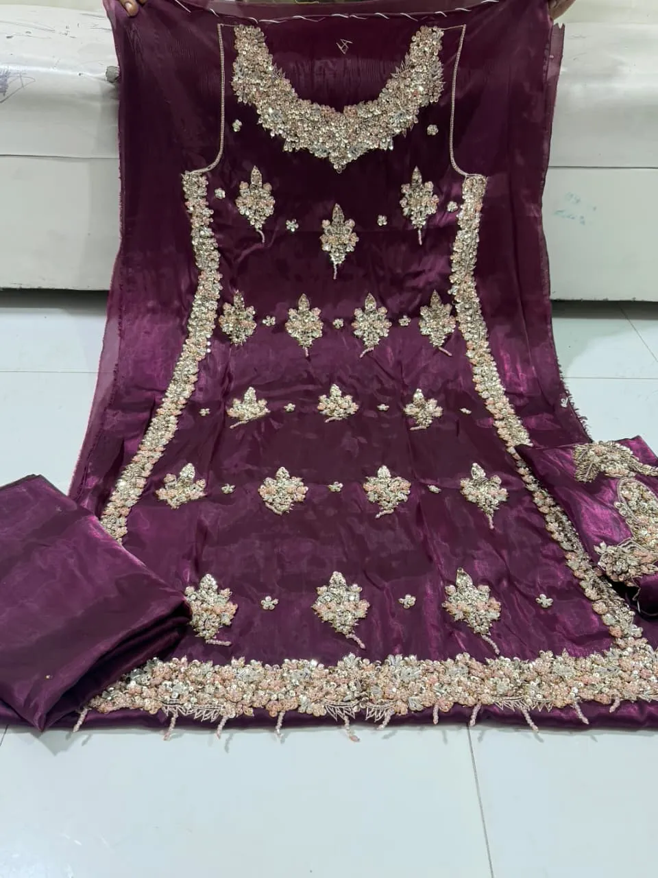 Korean Silk Handmade Dabka Suit 2026 (2)
