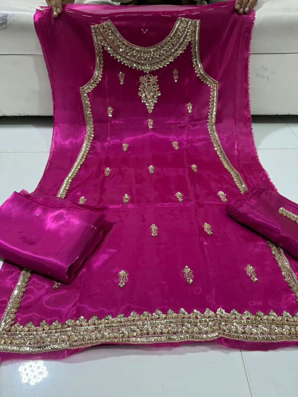 Korean Silk Cut Dana Suit 2026 | Crystal Nakshi Work 2PC