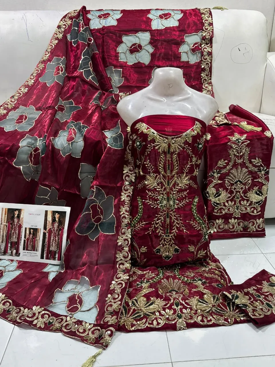 Maria B Korean Silk Suit 2026 | Cut Dana Crystal Nakshi 2PC