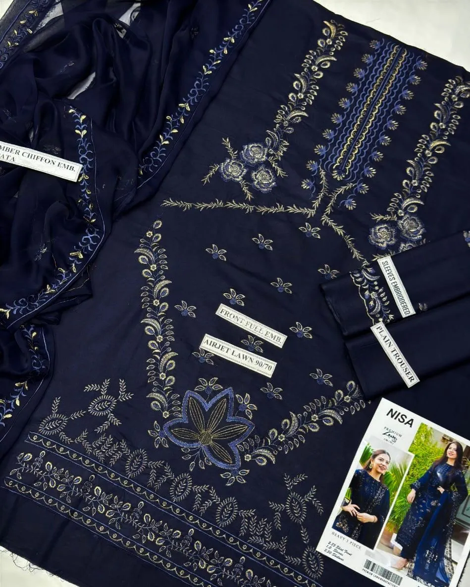 Nisa Embroidered Lawn Suit 2026 (6)