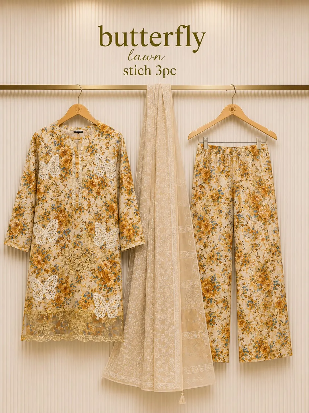 Butterfly Embroidered Lawn Suit 2026 | Premium Stitch Collection