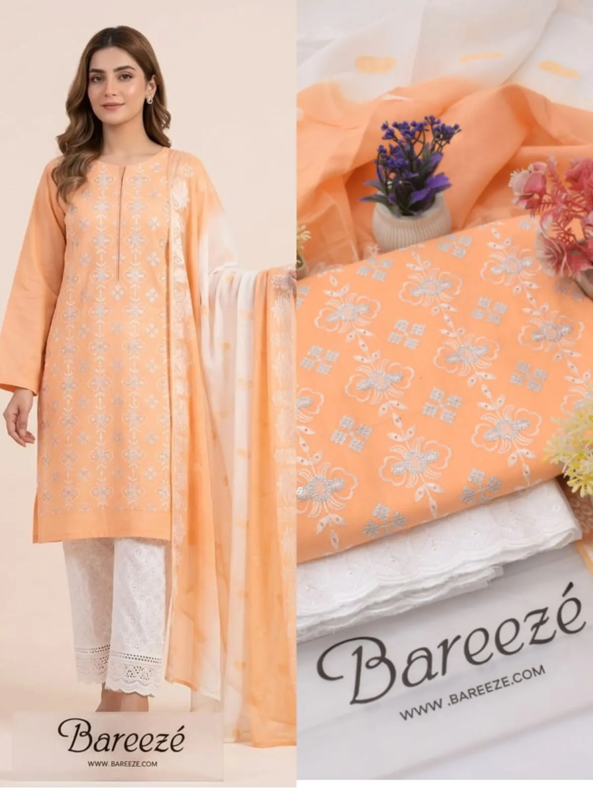 Bareeze Chicken Kari Lawn Suit 2026 | Doriya Cotton Collection