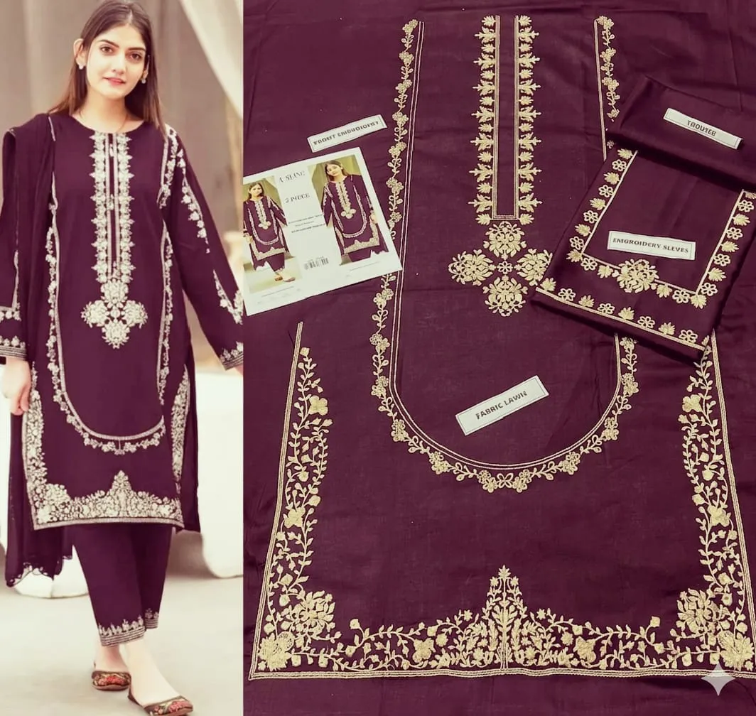 Aisling Batik Embroidered Lawn Dress (17)