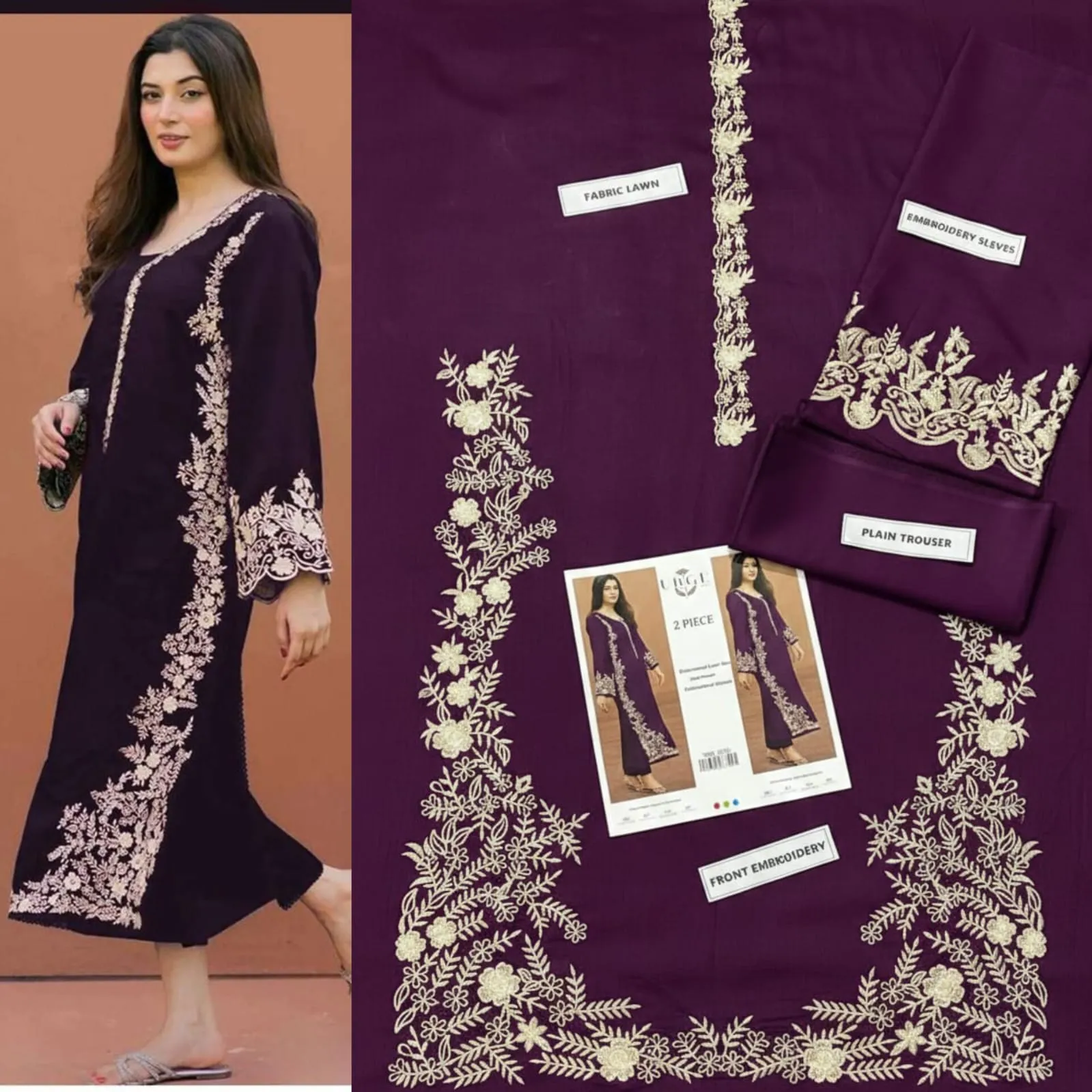 Aisling Batik Embroidered Lawn Dress (20)