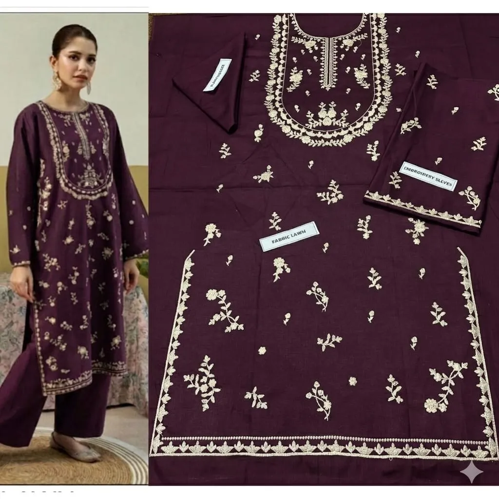 Aisling Batik Embroidered Lawn Dress (28)