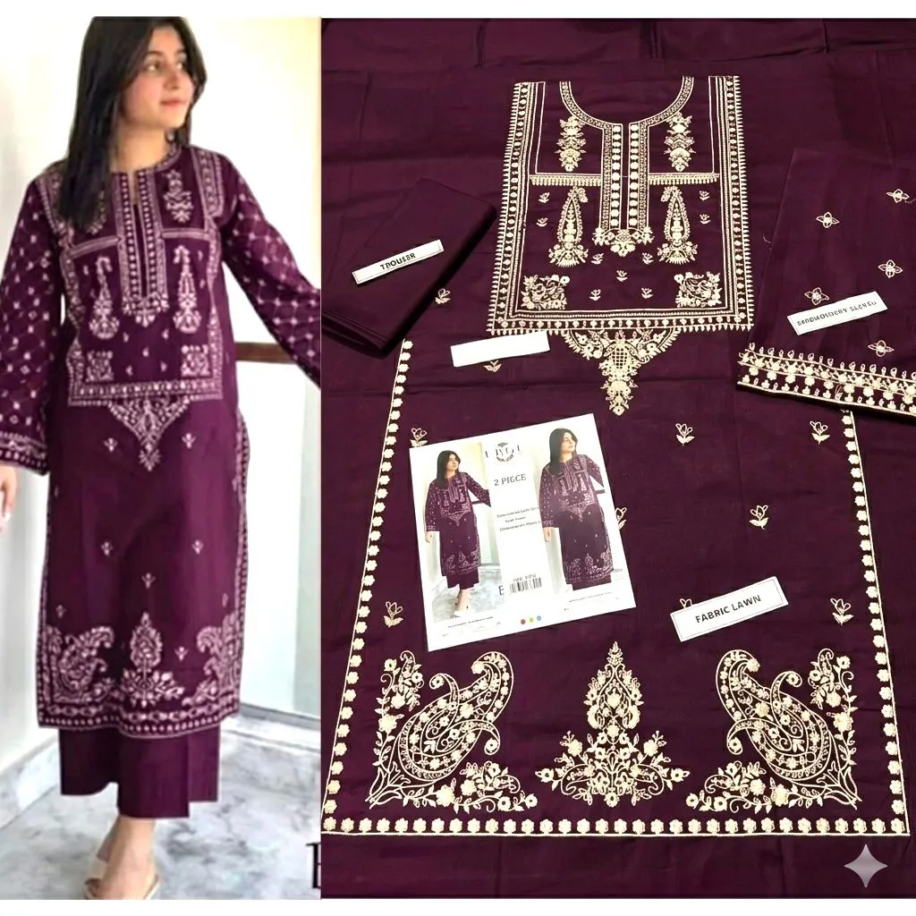 Aisling Batik Embroidered Lawn Dress (33)
