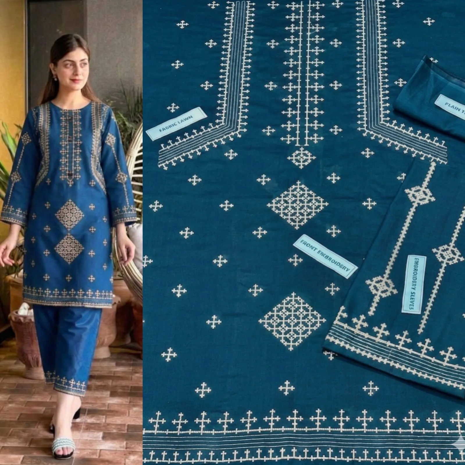 Aisling Batik Embroidered Lawn Dress (36)