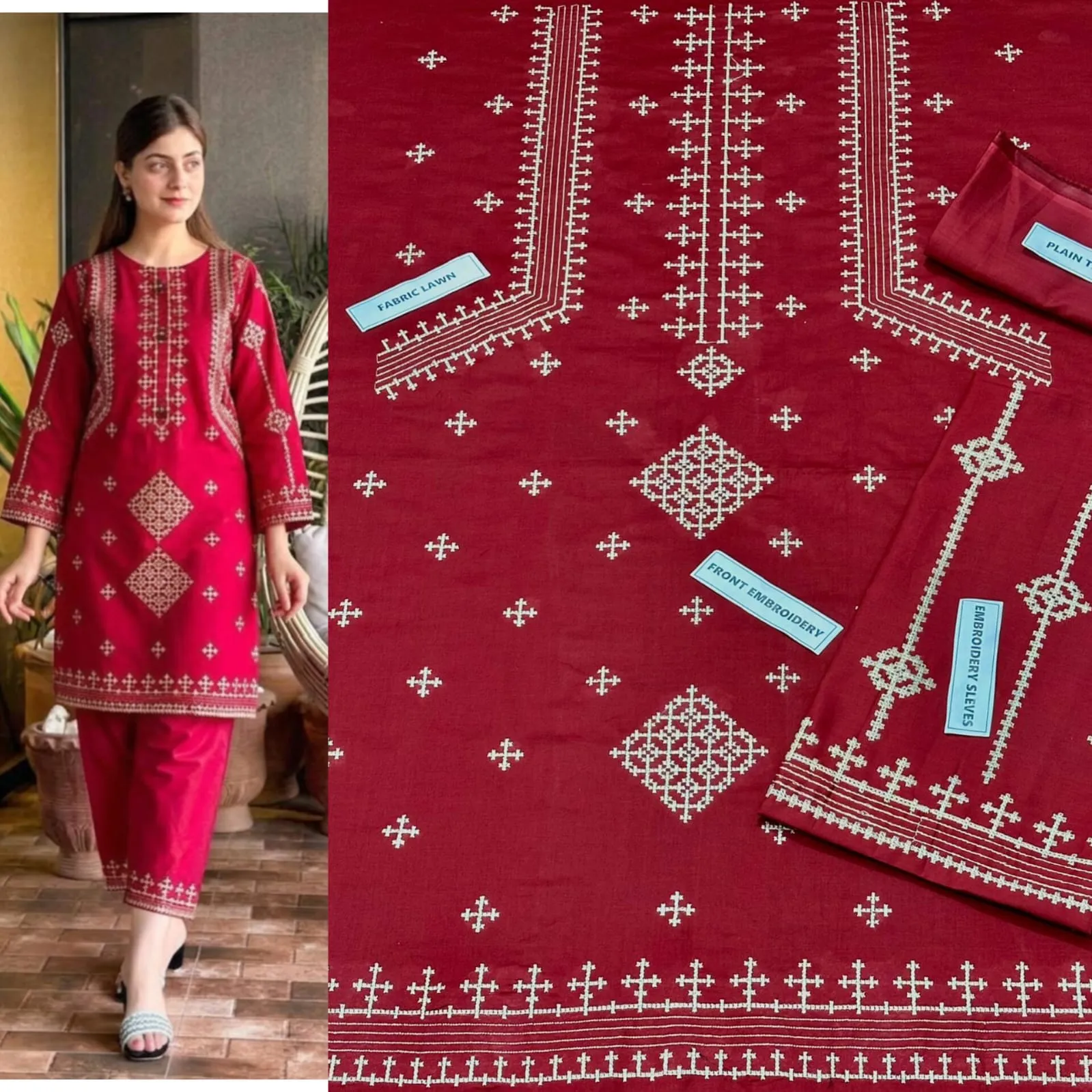 Aisling Batik Embroidered Lawn Dress (47)
