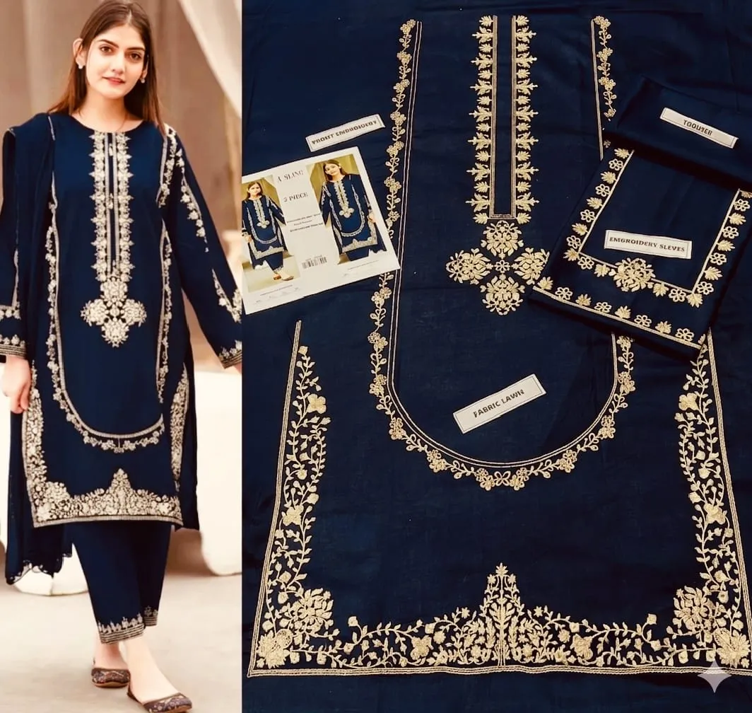 Aisling Batik Embroidered Lawn Dress (48)