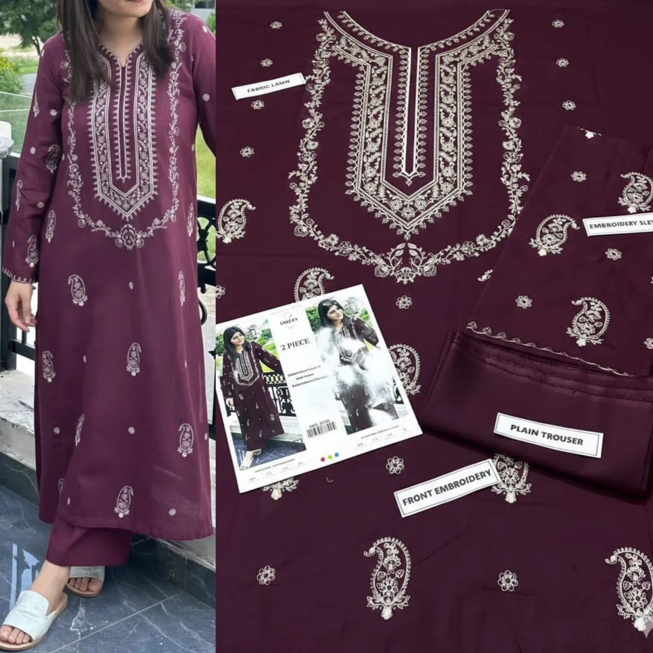 Aisling Batik Embroidered Lawn Dress (51)