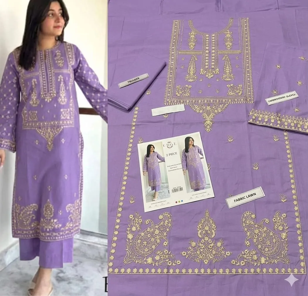 Aisling Batik Embroidered Lawn Dress (55)