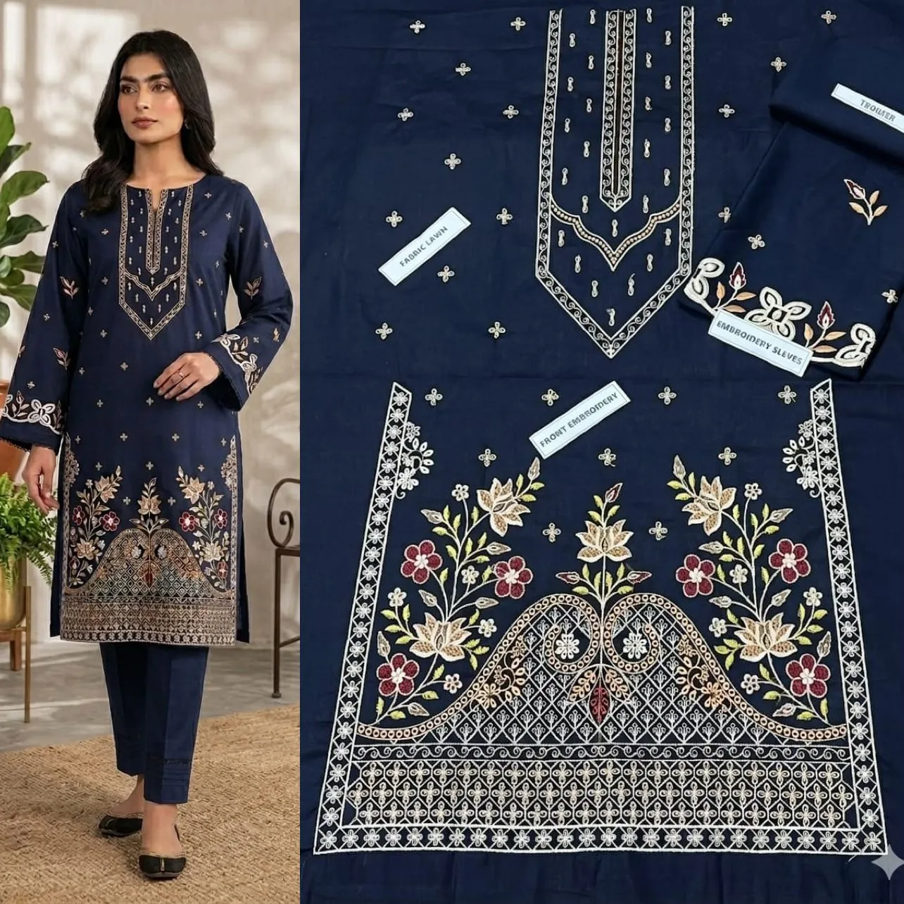 Aisling Batik Embroidered Lawn Dress (74)