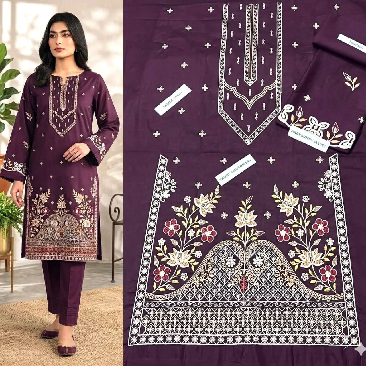 Aisling Batik Embroidered Lawn Dress (75)