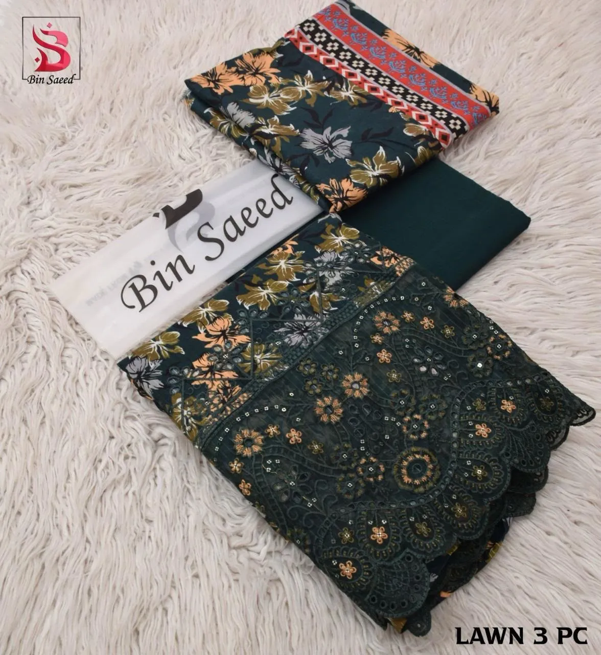 BinSaeed Embroidered Lawn Suit | Daman Embroidery Collection