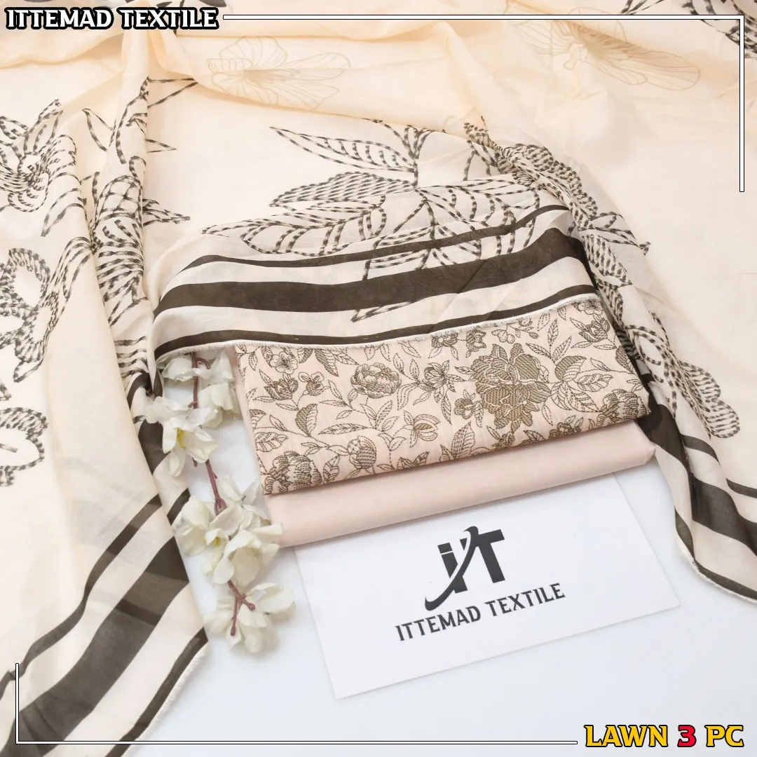 Ittimad Textile Lawn Suit 2026 | Bana Dora Collection