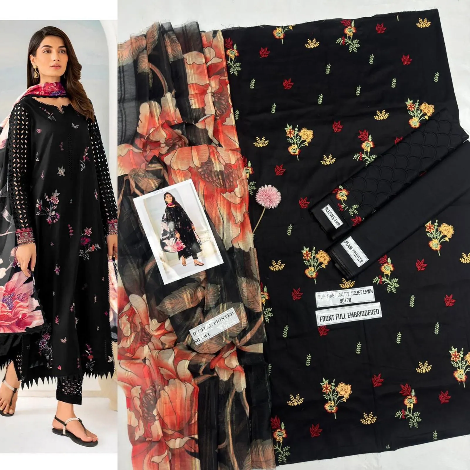 Luxury Embroidered Lawn Suit Sale 2026 | 3PC Summer Collection