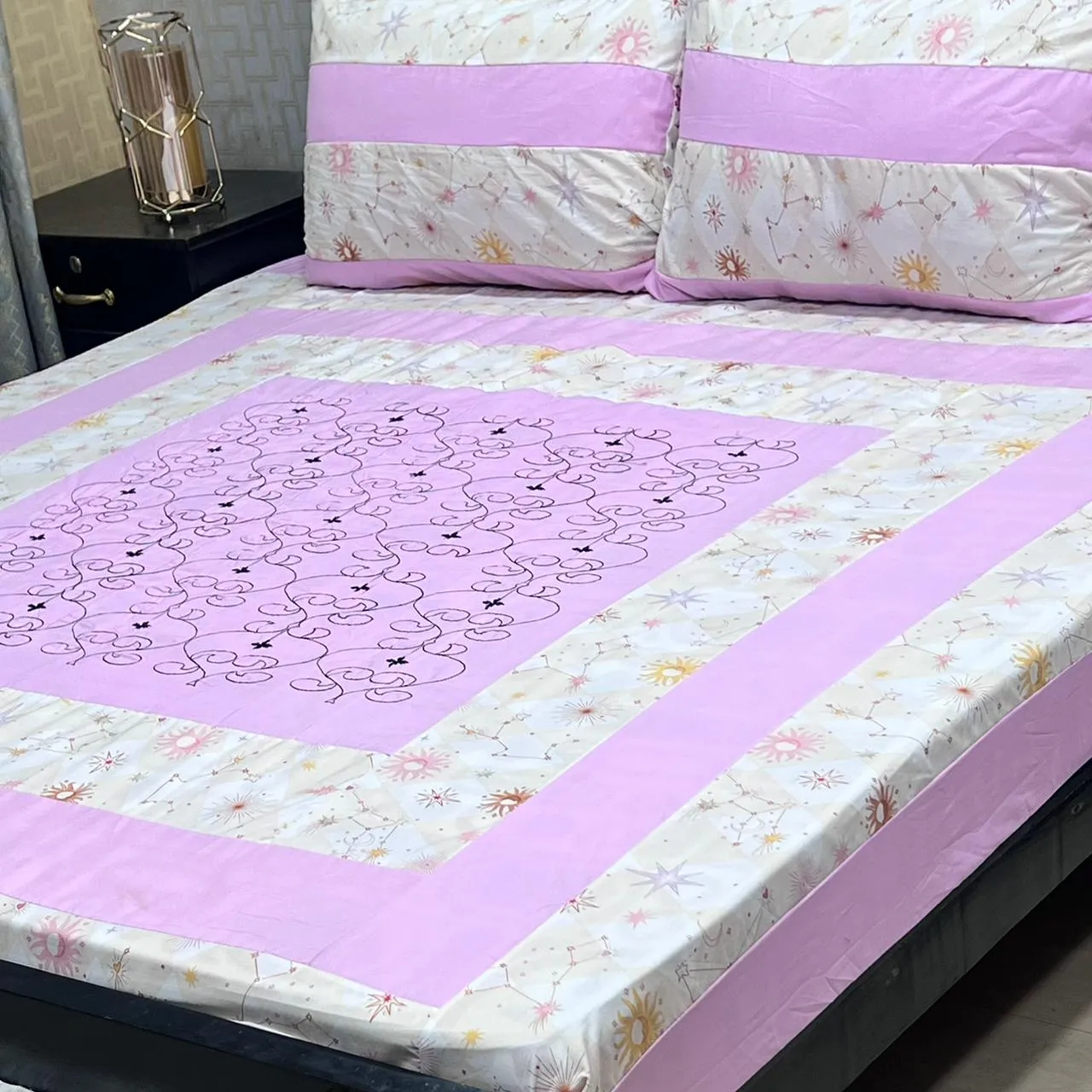 Embroidered Patch Work Bedsheet (5)