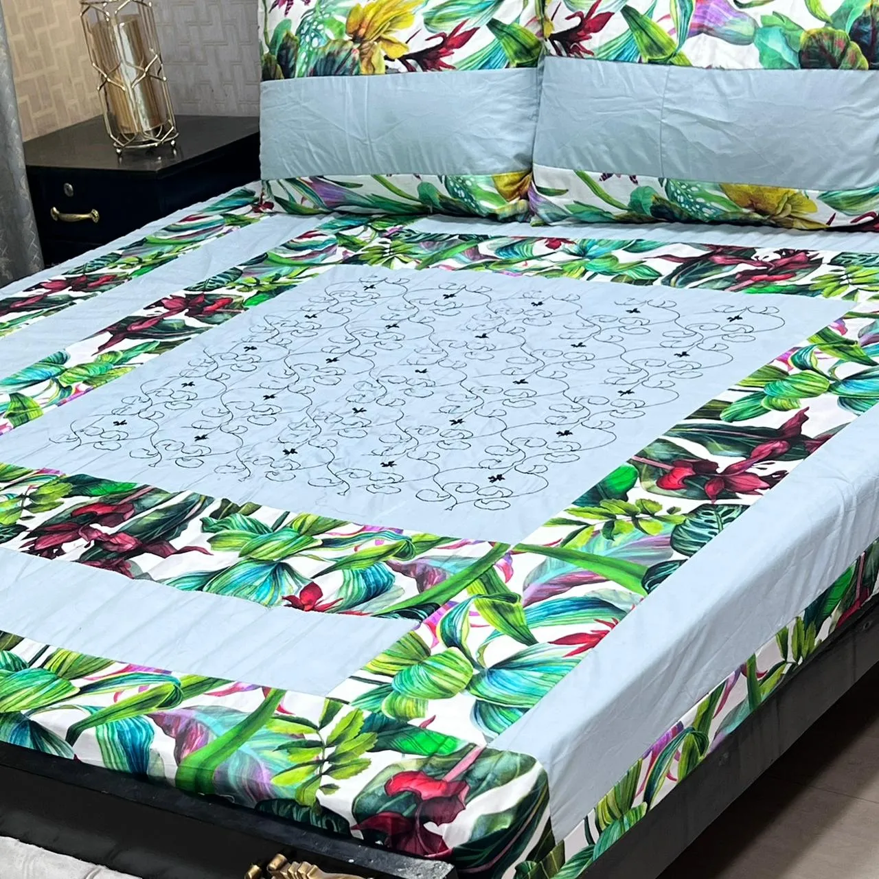Embroidered Patch Work Bedsheet (6)