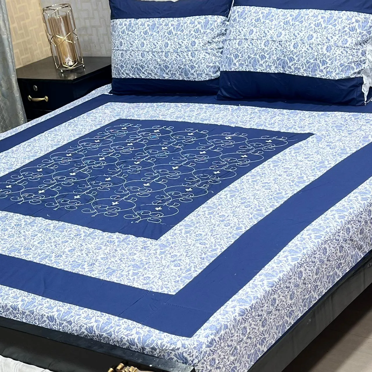 Embroidered Patch Work Bedsheet (7)