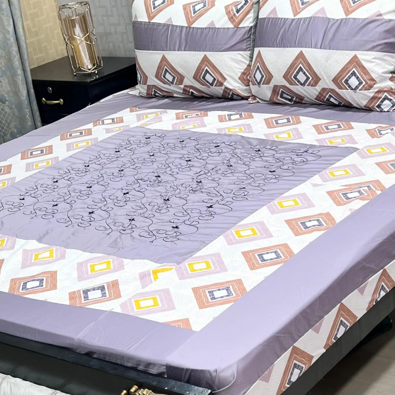 Embroidered Patch Work Bedsheet (8)