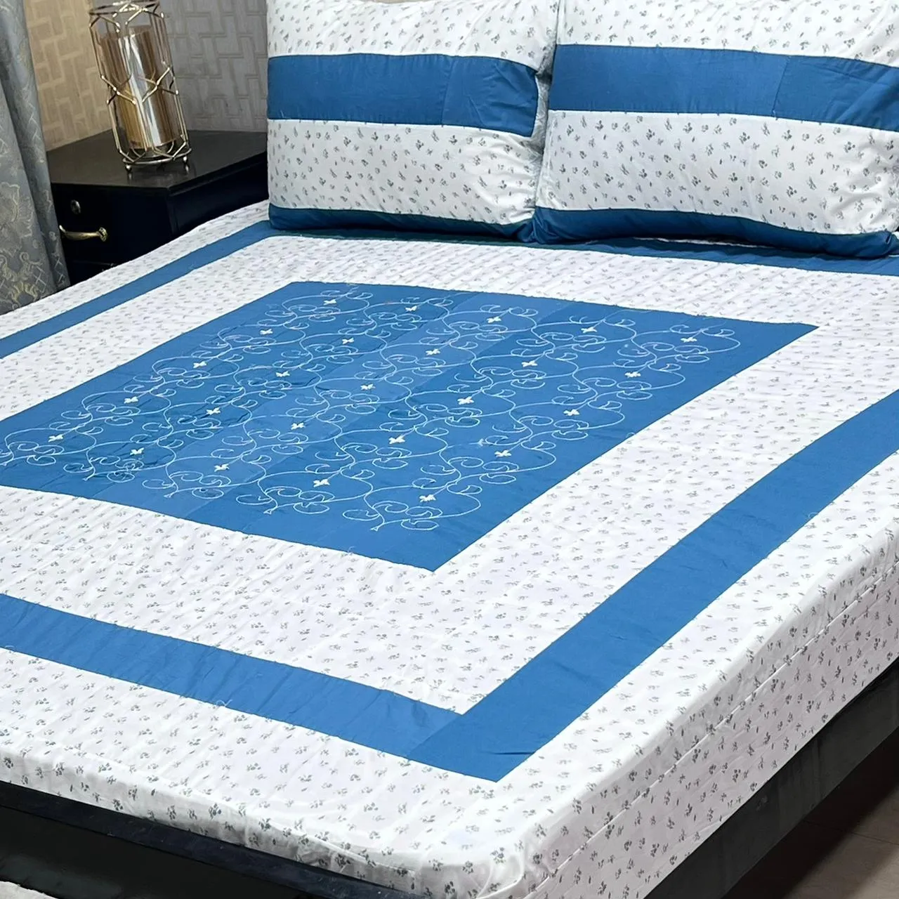 Embroidered Patch Work Bedsheet (9)