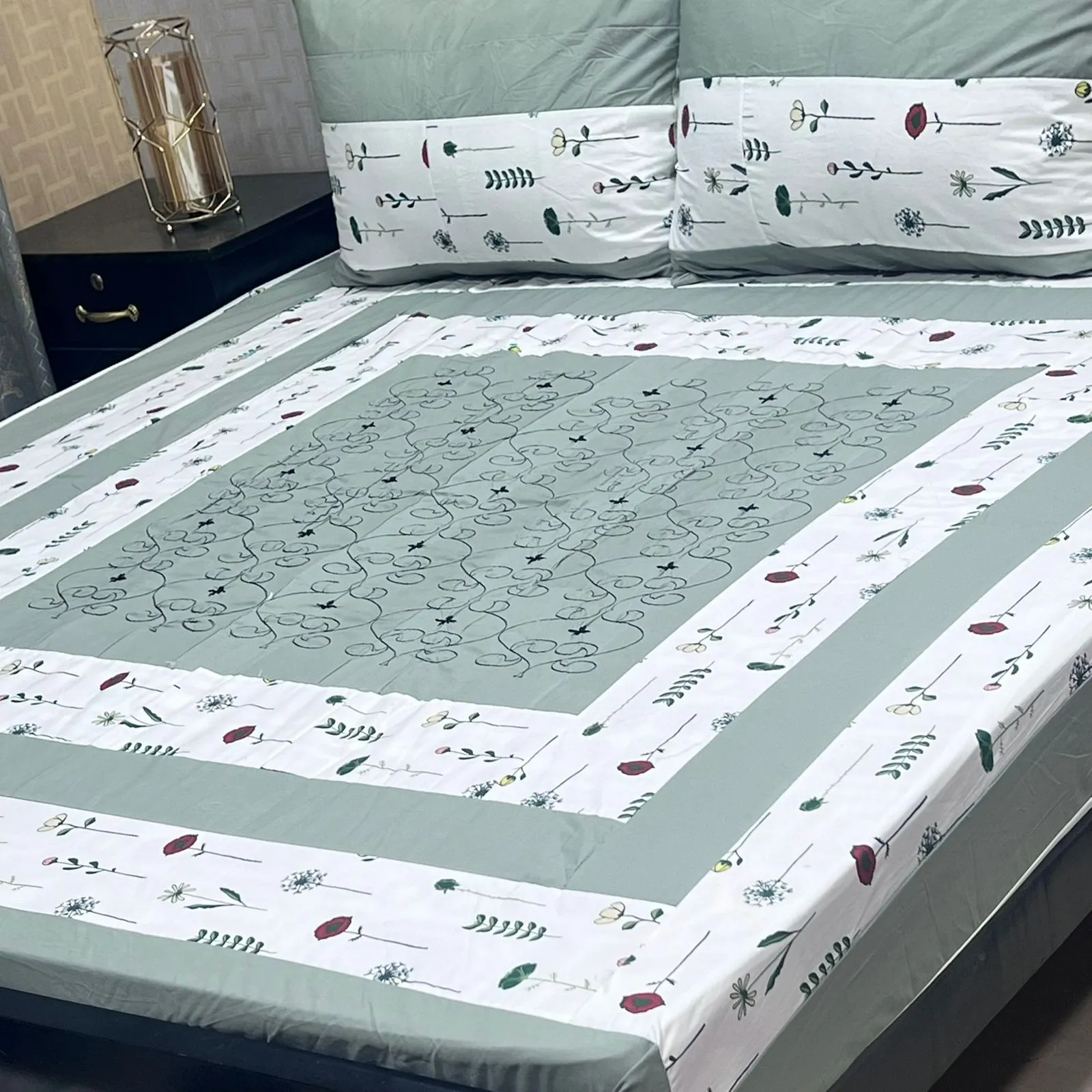 Embroidered Patch Work Bedsheet (10)