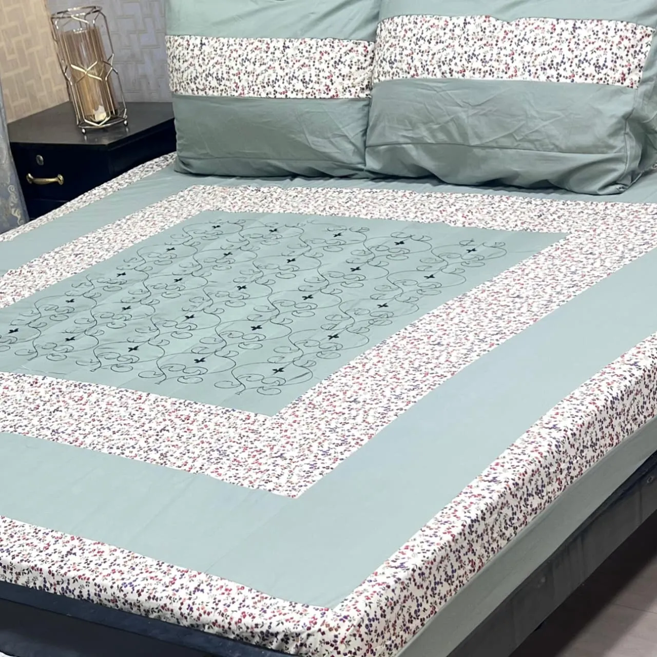Embroidered Patch Work Bedsheet (11)