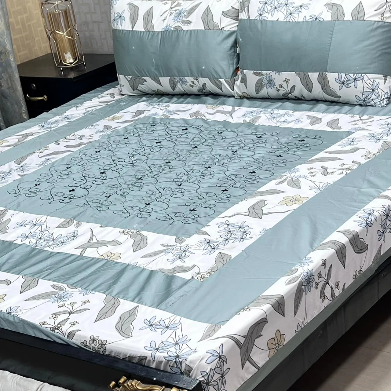 Embroidered Patch Work Bedsheet (13)