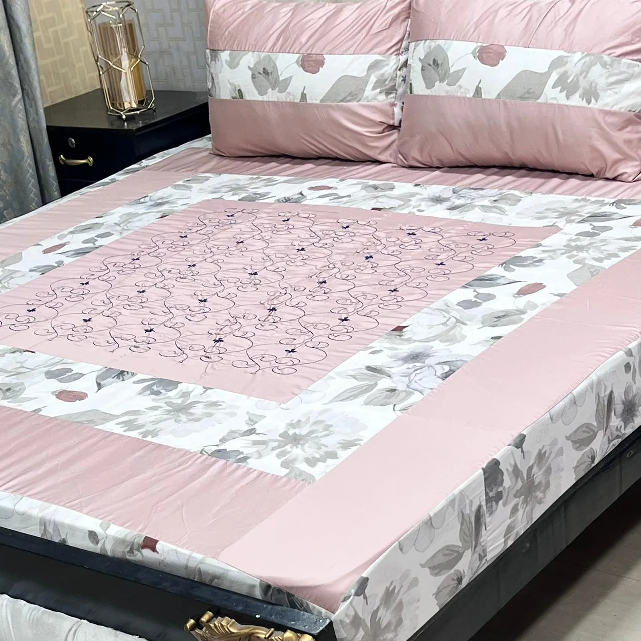 Embroidered Patch Work Bedsheet (17)