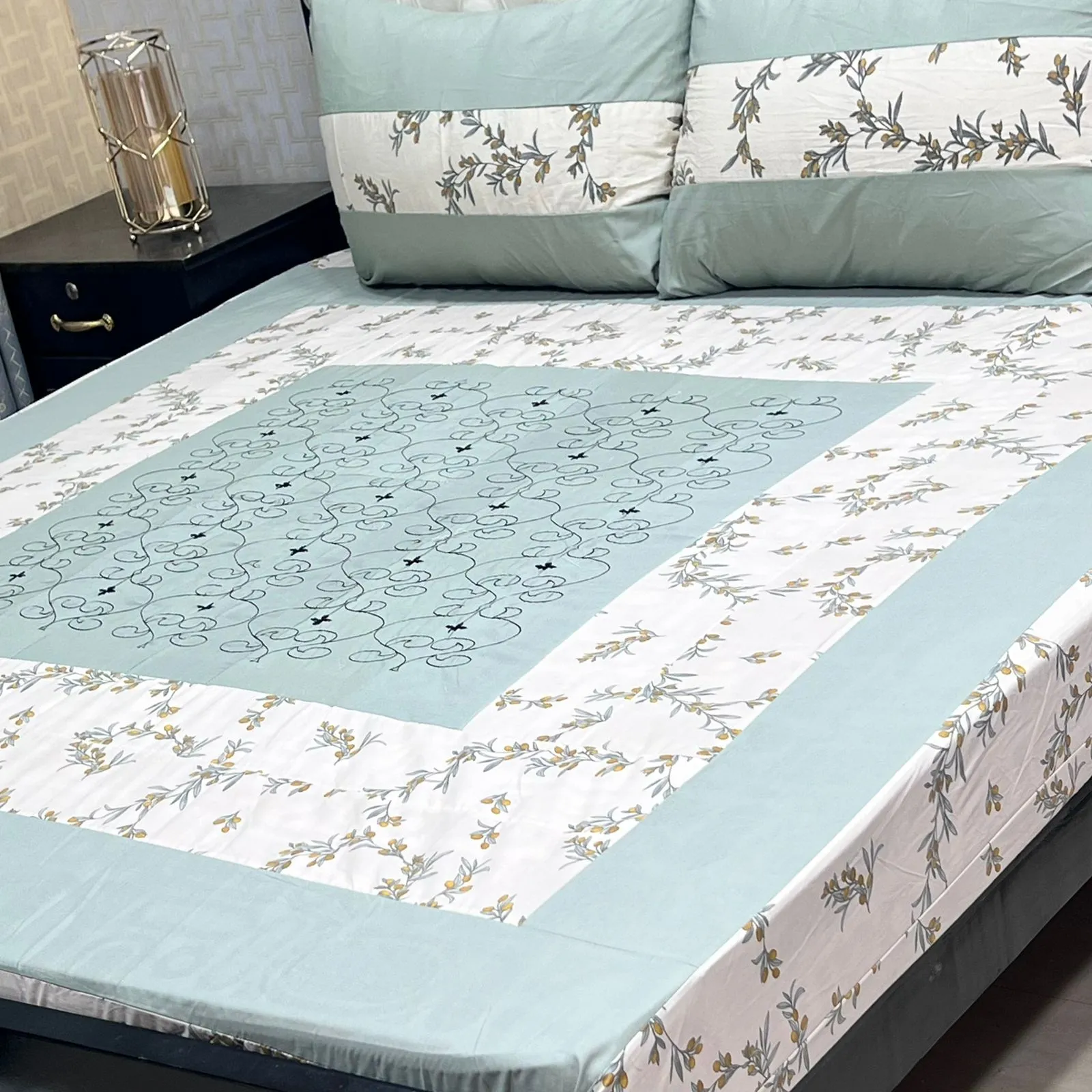 Embroidered Patch Work Bedsheet (19)