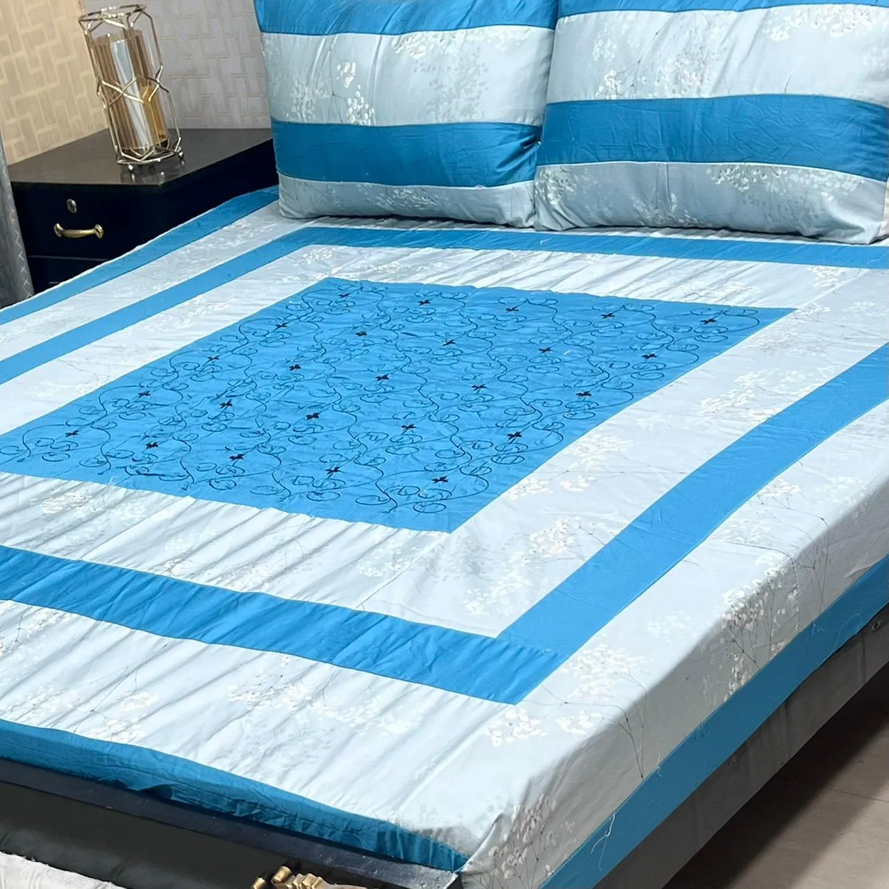 Embroidered Patch Work Bedsheet (23)
