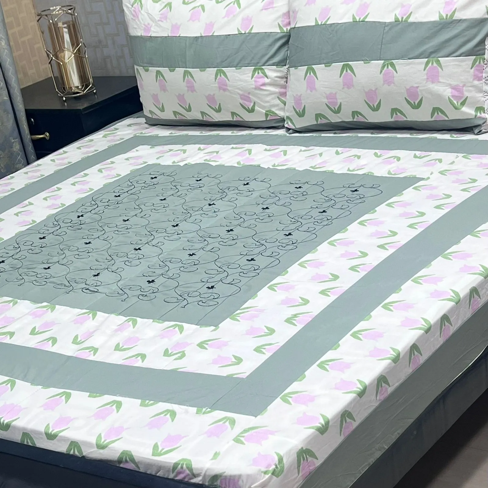 Embroidered Patch Work Bedsheet (24)