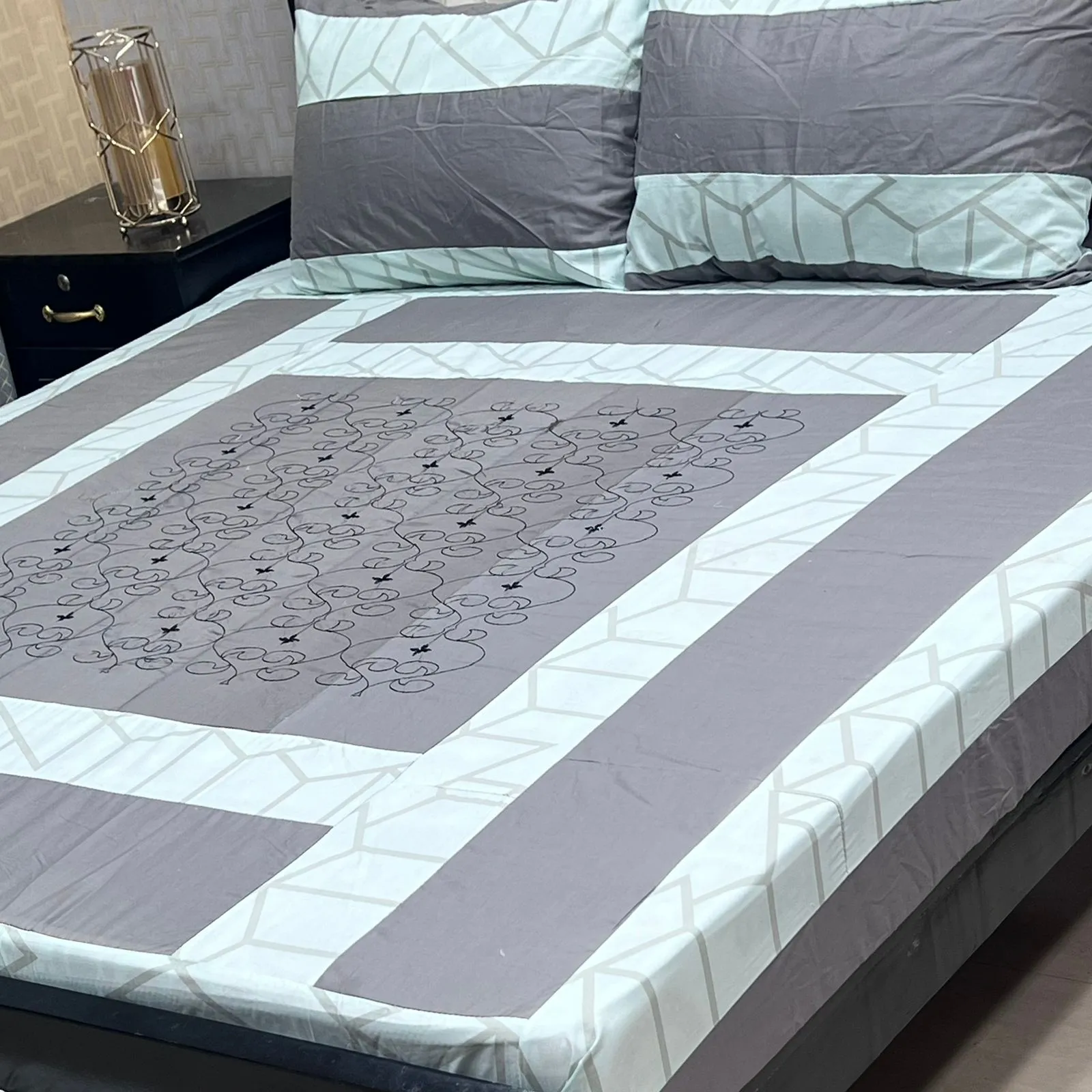Embroidered Patch Work Bedsheet (35)