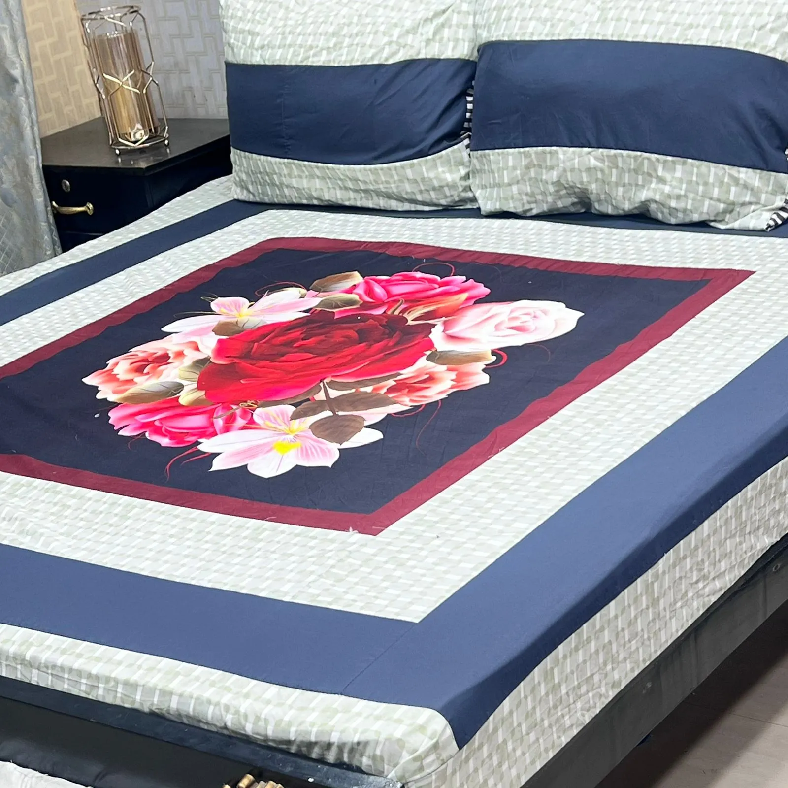 Embroidered Patch Work Bedsheet (47)