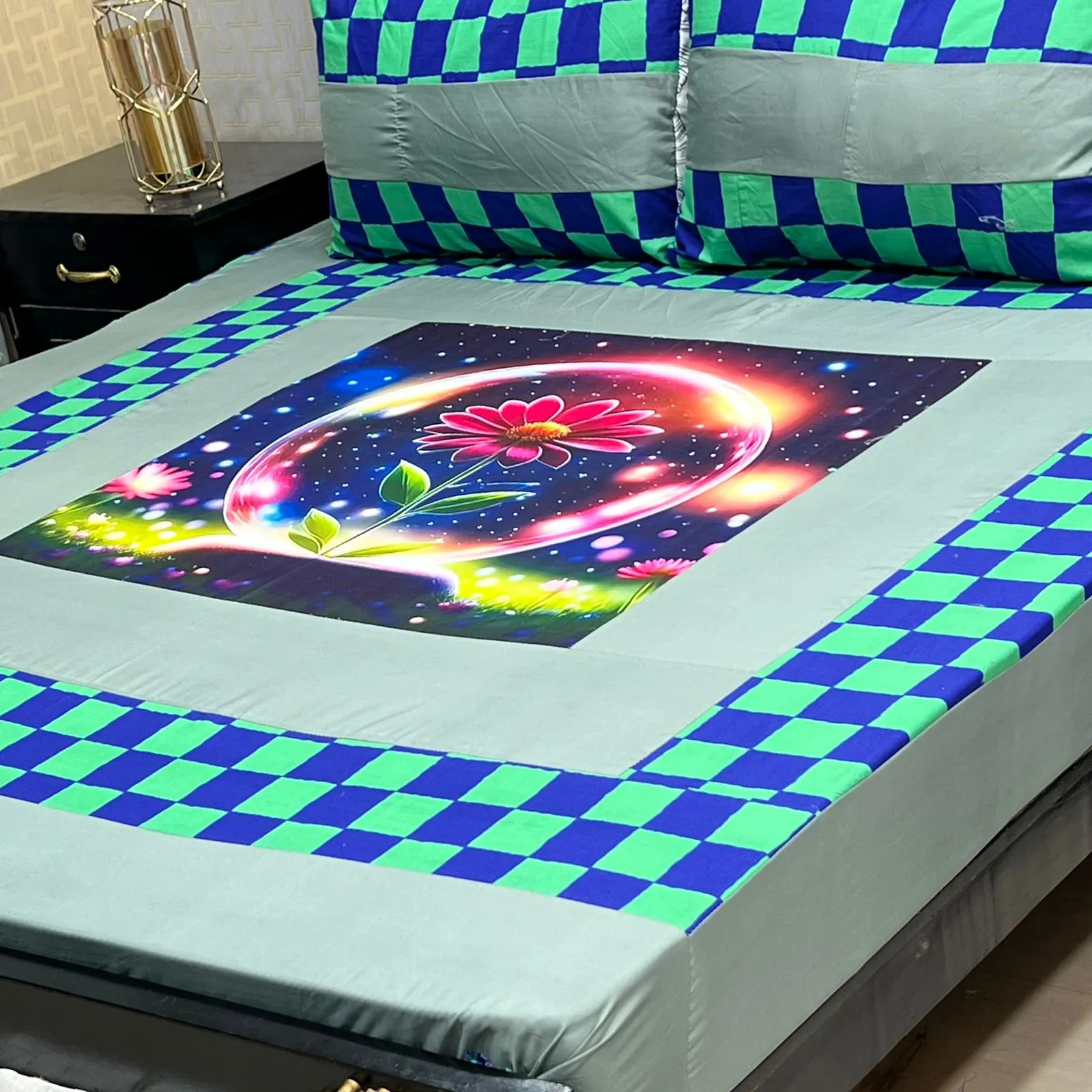 Embroidered Patch Work Bedsheet (55)