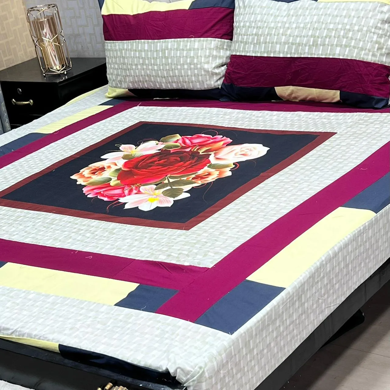 Embroidered Patch Work Bedsheet (67)