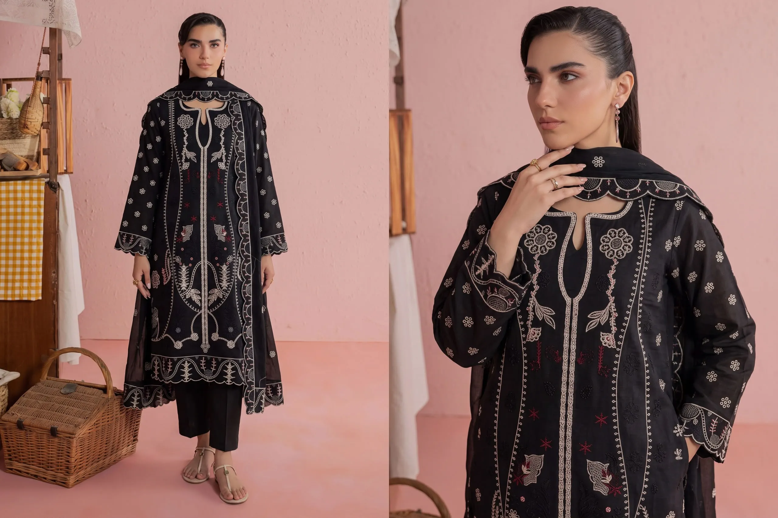 Aneela’s Embroidered Lawn Suit 2026 | Chiffon Dupatta Collection