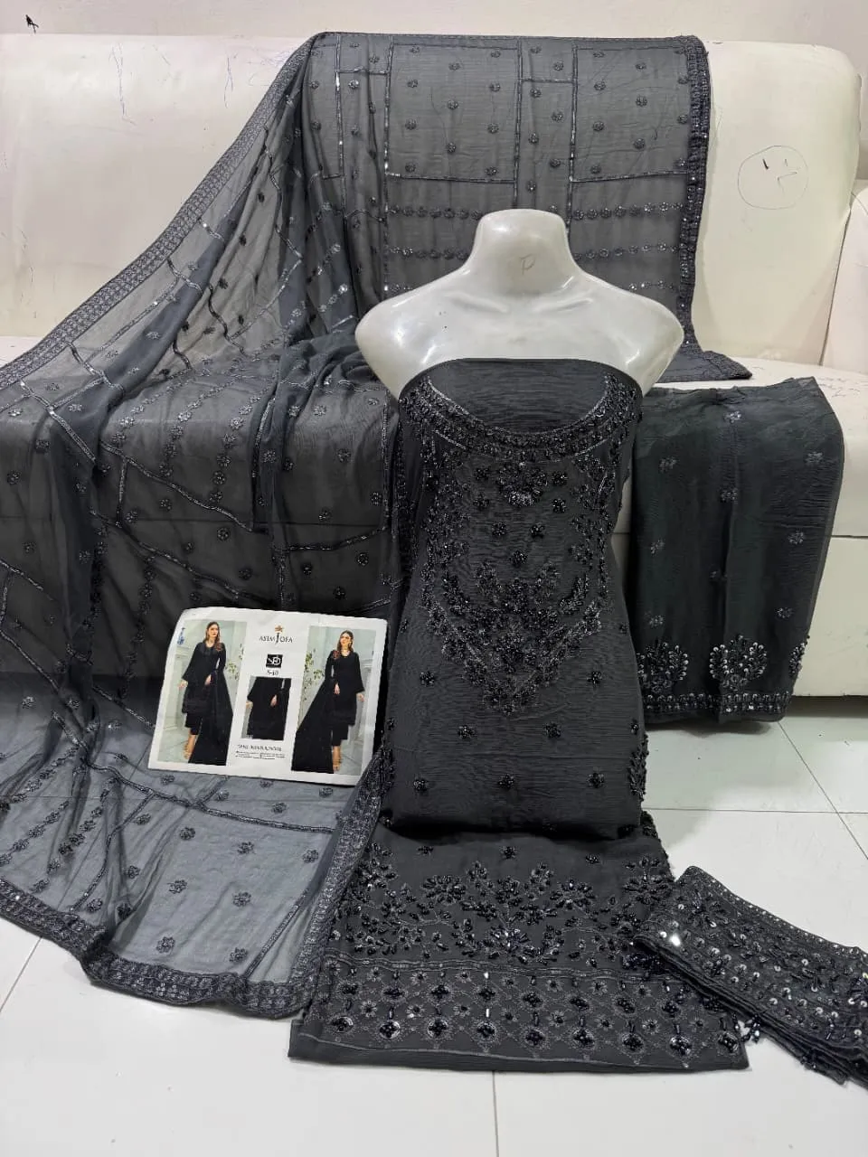 Maria B Chiffon 2PC Dress | Sequence & Crystal Work Collection