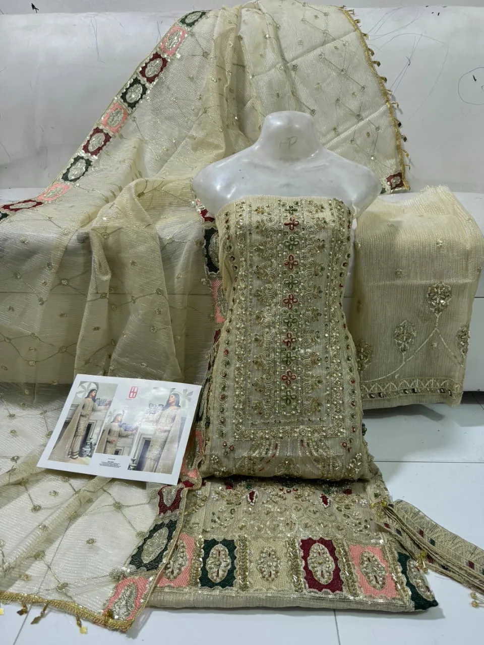Emaan Adeel Zari Organza Dress | Handmade Luxury 2PC Collection