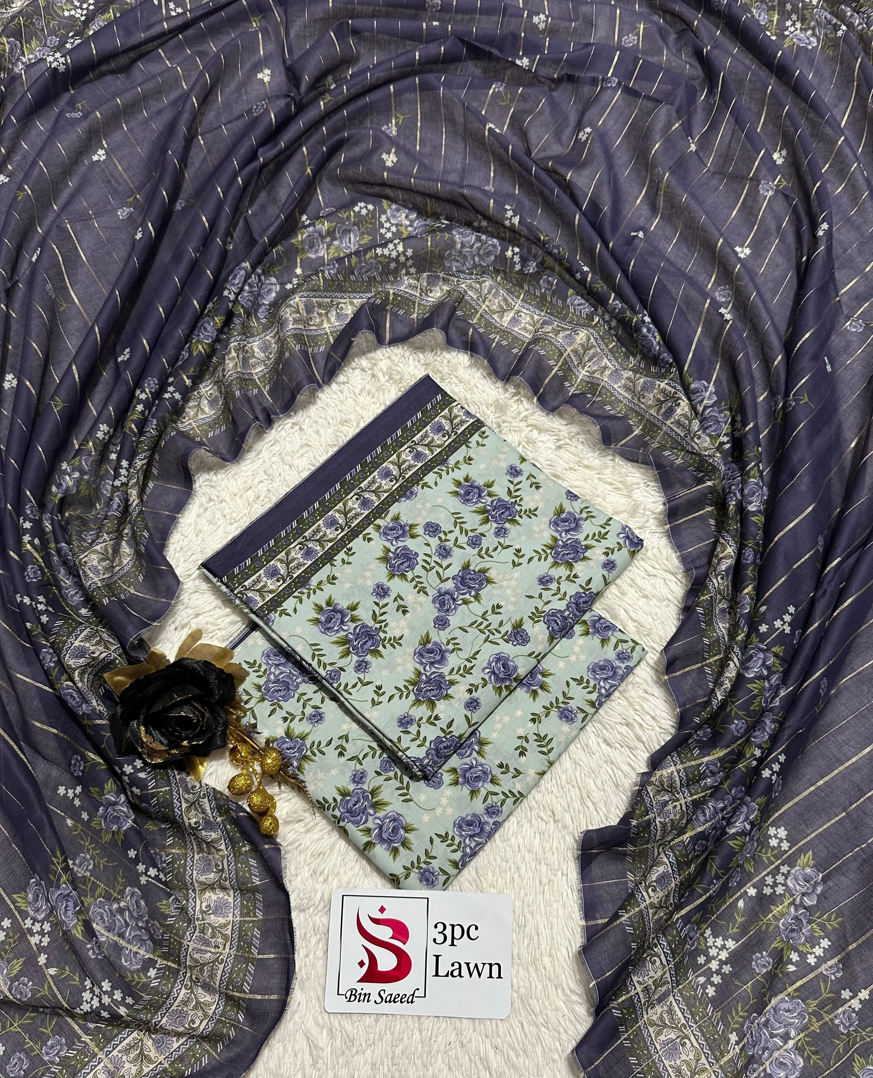 Bin Saeed Digital Printed Airjet Lawn 3 Piece Suit (10)