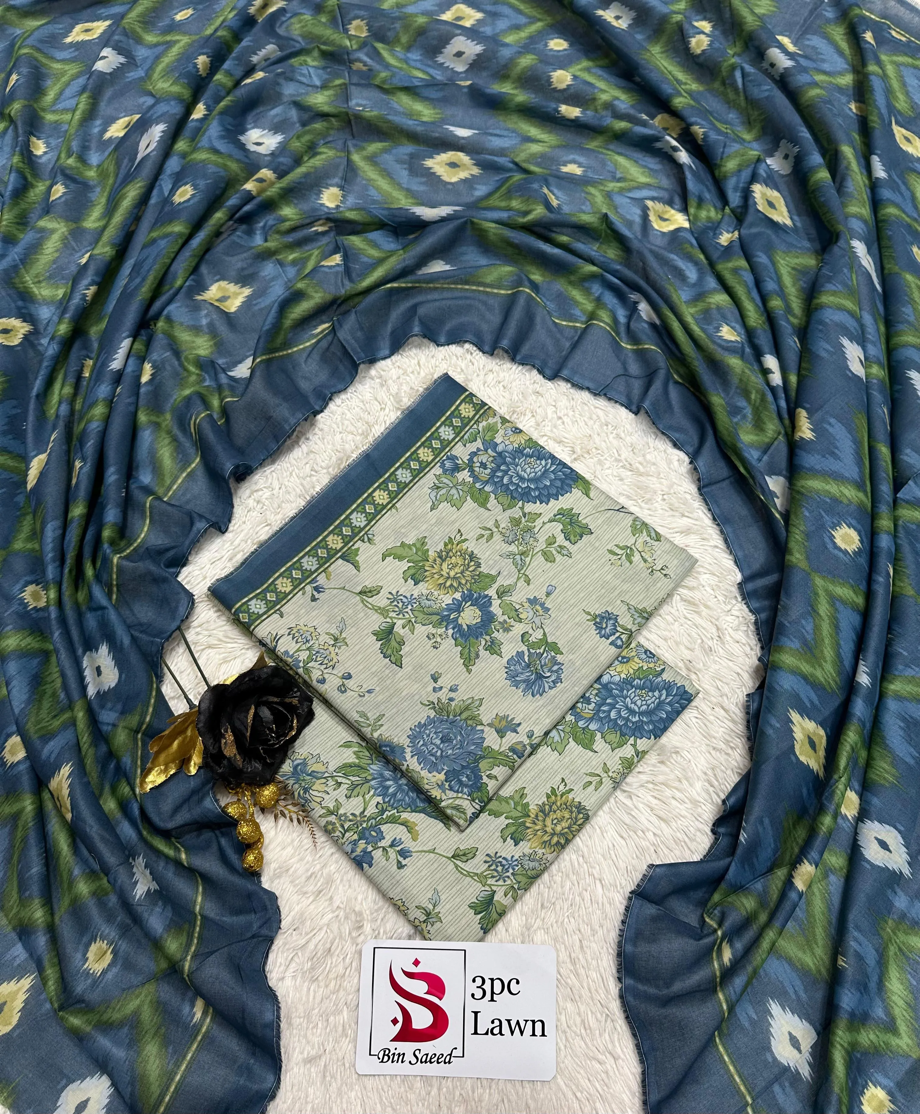Bin Saeed Digital Printed Airjet Lawn 3 Piece Suit (31)