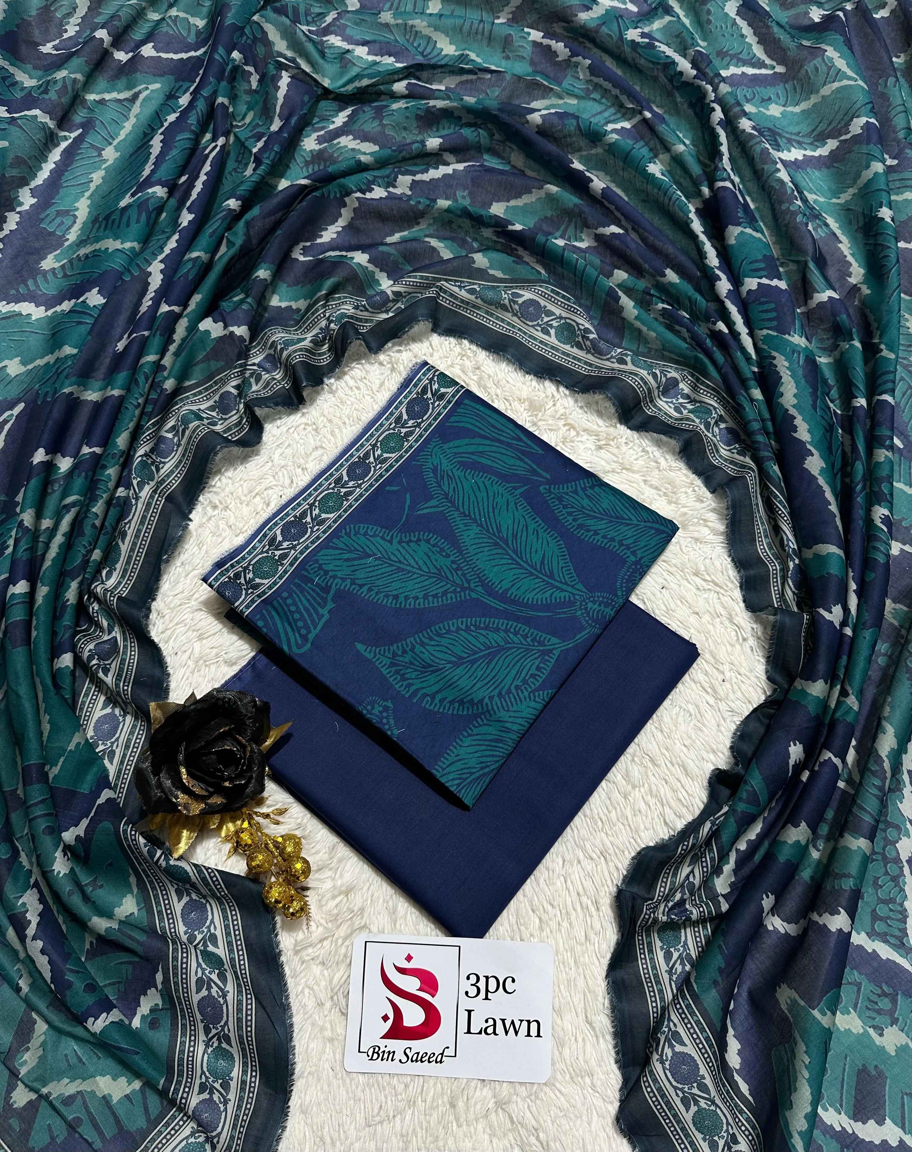Bin Saeed Digital Printed Airjet Lawn 3 Piece Suit (32)