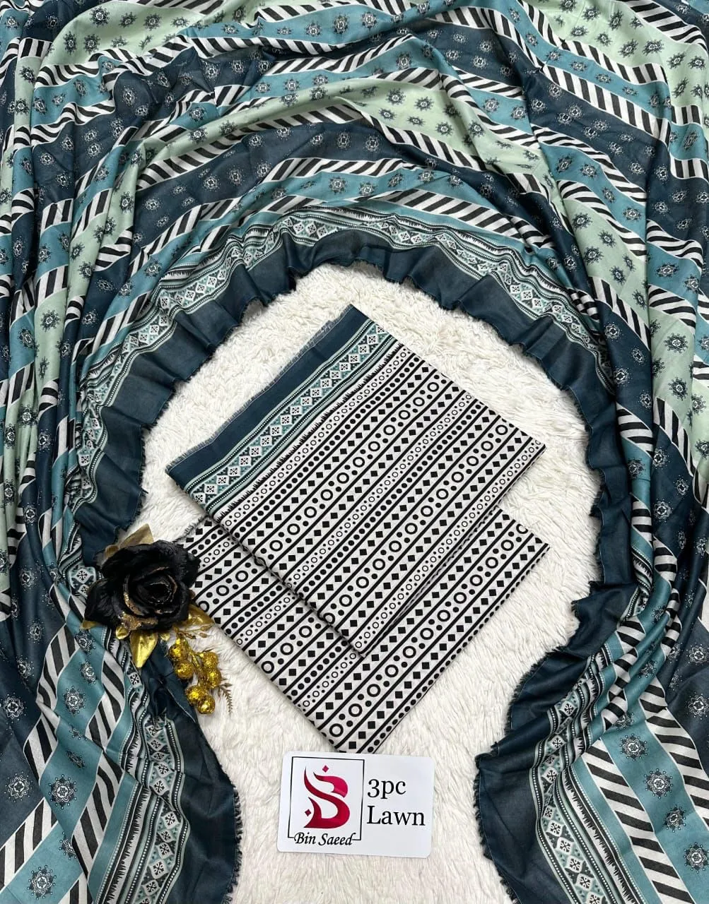 Bin Saeed Digital Printed Airjet Lawn 3 Piece Suit (45)
