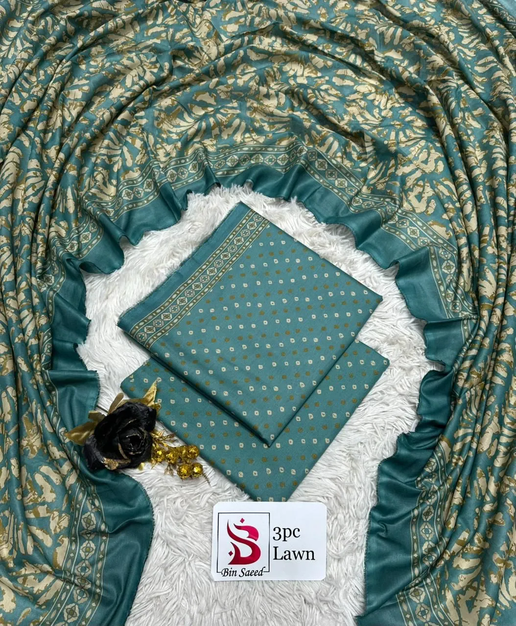 Bin Saeed Digital Printed Airjet Lawn 3 Piece Suit (60)
