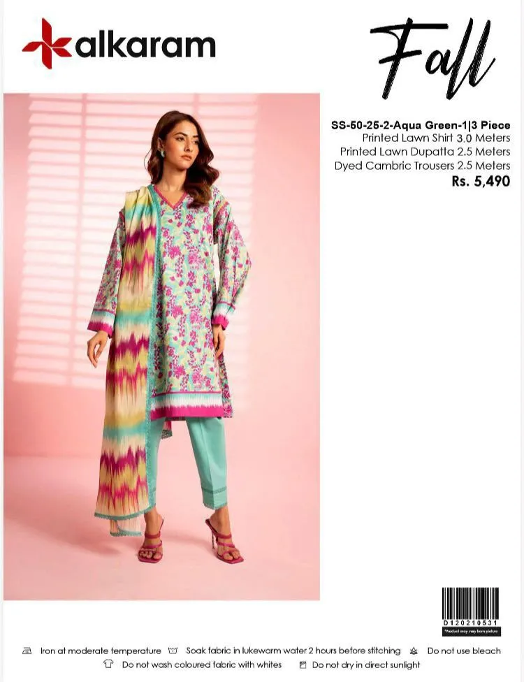 Alkaram Printed Lawn | 3 Piece Summer Collection