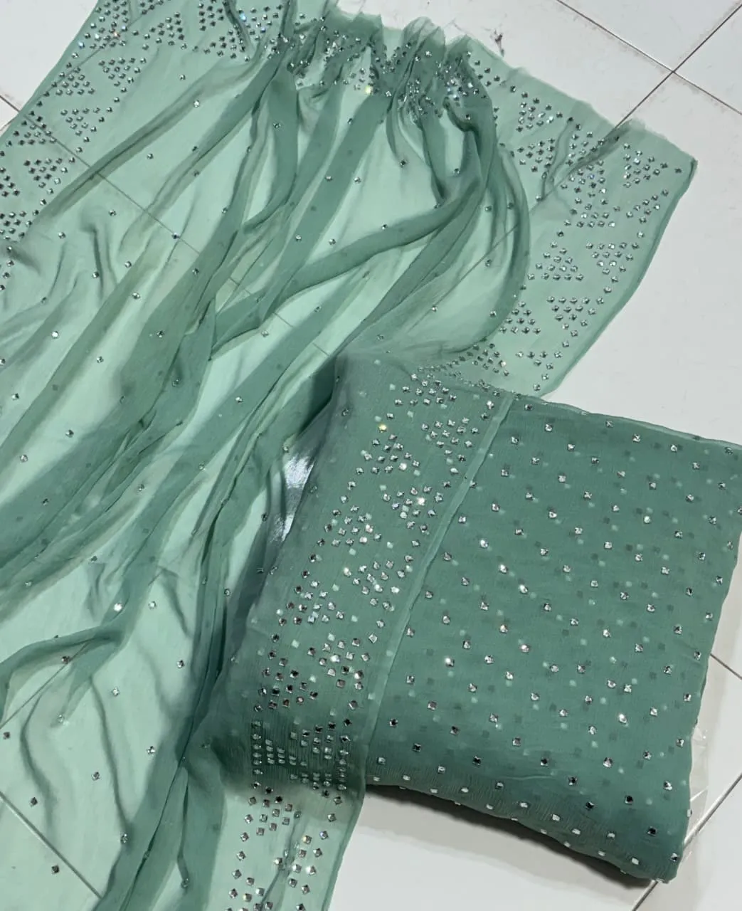 Chiffon Stone Work Dress | 2 Piece Party Wear Collection