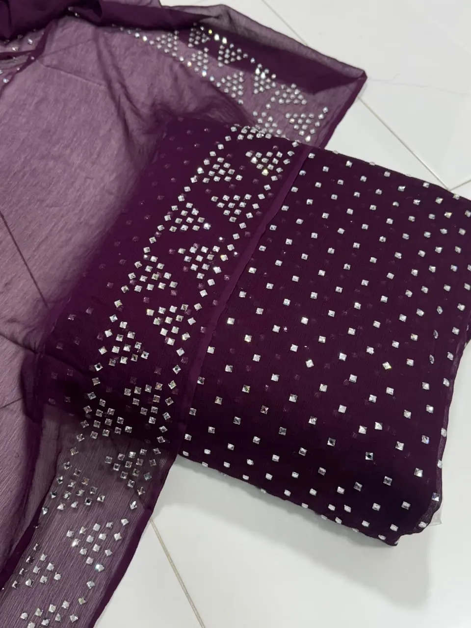 Chiffon Stone Work Dress (3)