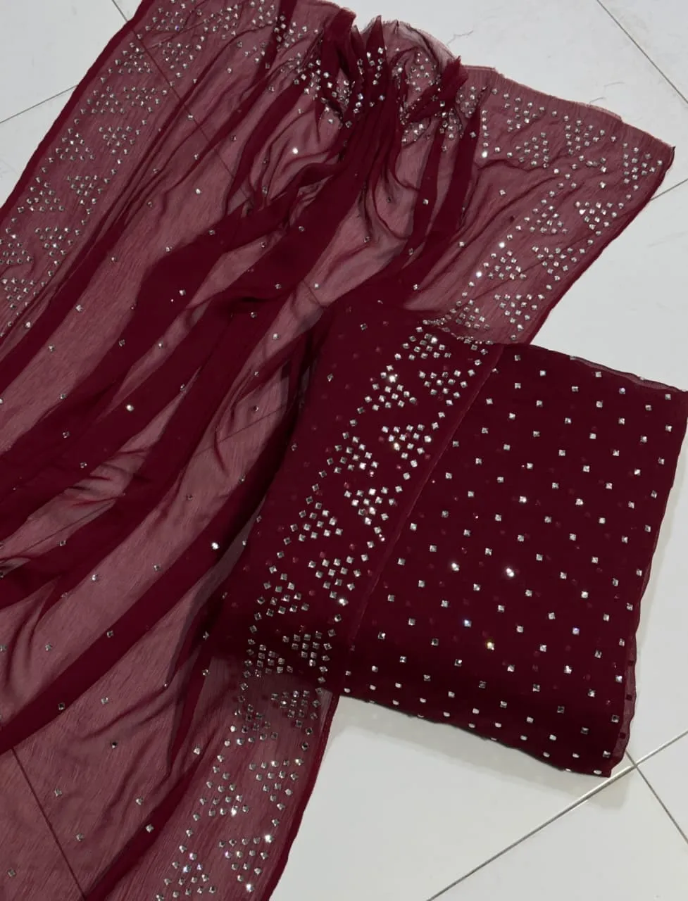Chiffon Stone Work Dress (4)