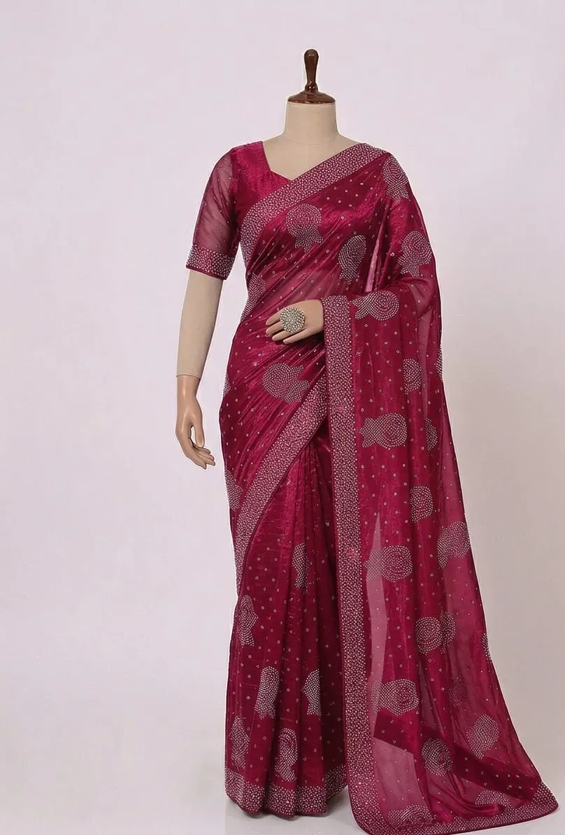 Korean Silk Stone Work Saree (4)